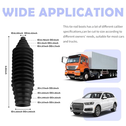 Tie Rod Boot Kit with Pinion Bellow Cable Ties and Clamps,Waterproof & Dustproof Rack and Pinion Boot for Steering System Protection,Silicone Inner Tie Rod Boot Car Accessories (Black) - color: Black
