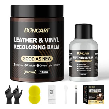 Boncart Leather Paint Brown with Satin Leather Sealer - color: Brown
