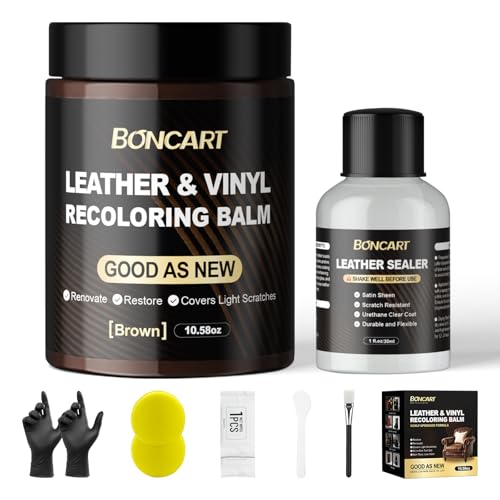 Boncart Leather Paint Brown with Satin Leather Sealer - color: Brown