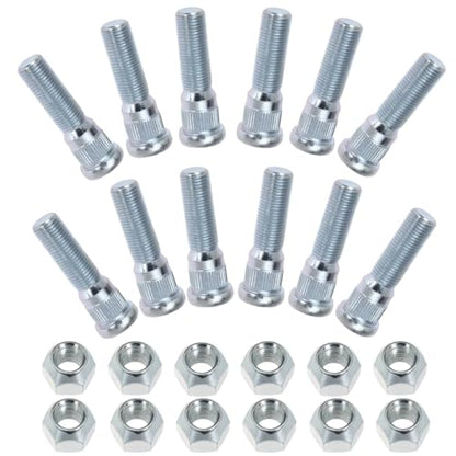 12Sets Trailer Studs with Nuts 1/2"-20 for 3500-4400 lb – 0.617" Spline, 0.77" Head, 2.2" L