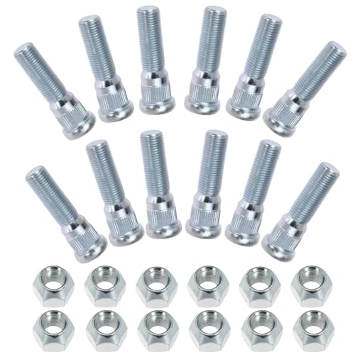 12Sets Trailer Studs with Nuts 1/2"-20 for 3500-4400 lb – 0.617" Spline, 0.77" Head, 2.2" L