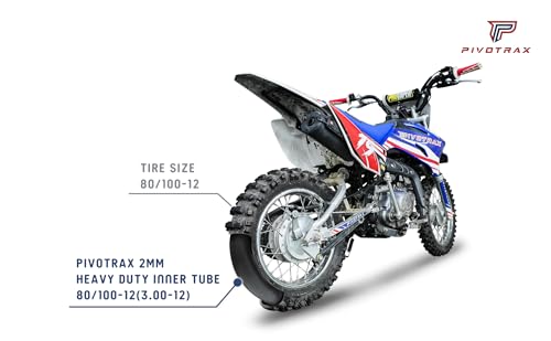 PIVOTRAX 3.00-12 (80/100-12) 12" Heavy Duty Inner Tube - 2mm - TR4 Valve Honda CRF70 CRF110 Suzuki DRZ110, JR80 Kawasaki KX65, KX110, KLX110 Yamaha TTR90, PW80 Coolster TaoTao Razor SYX Motos - size: 3.00-12 (80/100-12)