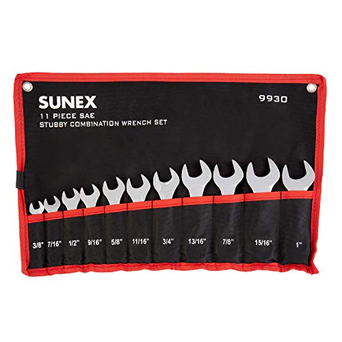 Sunex Tools Wrench Set Bundle - Jumbo & Stubby Combination Wrenches (7 & 11 Pieces)