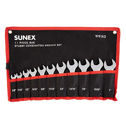 Sunex Tools Wrench Set Bundle - Jumbo & Stubby Combination Wrenches (7 & 11 Pieces)