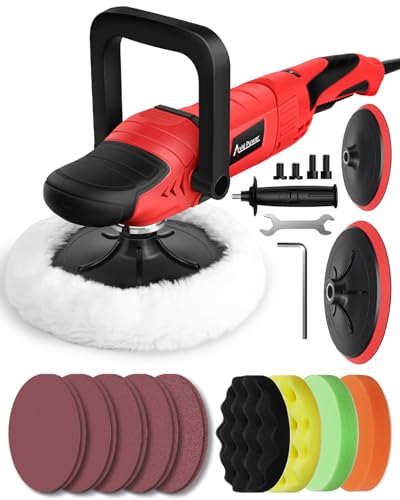 AVID POWER Car Rotary Buffer Polisher Waxer 1200W 6 Speeds, 4*6” Polish Pad - color: Dark Red