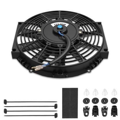 Auto Dynasty 10 inch Universal 12V Electric Radiator Cooling Fan Kit, Black - color: Black, size: 10 Inch Diameter