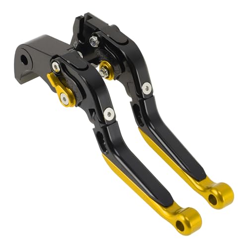 Brake Clutch Levers for Kawasaki ZX636R 00-04 Black Gold Tone - color: Black Handle Gold Tone End