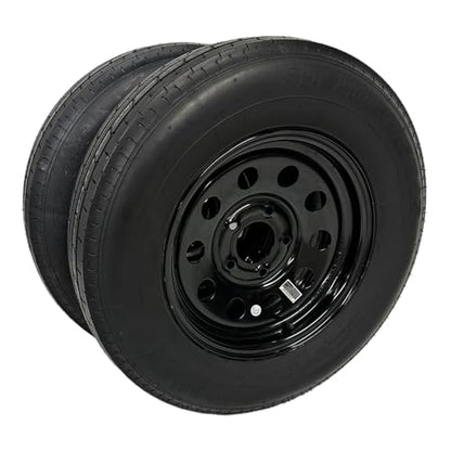 2-PACK ST205/75R15 TRAILQUEST RADIAL TRAILER TIRE ON RIM, LOAD RANGE C 6 PLY, ON 5 LUG BLACK MODULAR STYLE WHEEL WITH 5X4.5" BOLT PATTERN. REPLACES F78 OR D15 - INCLUDES WARRANTY