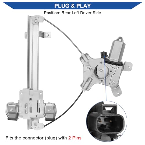 Obaee Window Regulator with Motor Rear Left Driver Side, Replace 741-390 - size: Rear Left Driver Side