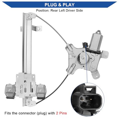 Obaee Window Regulator with Motor Rear Left Driver Side, Replace 741-390 - size: Rear Left Driver Side
