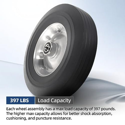 AR-PRO (2-Pack) 10" x 2.5" Flat Free Solid Rubber Replacement Tires - Flat-Free Tire and Wheel for Hand Trucks and Wheelbarrows with 5/8" Axles - size: 10"x2.5