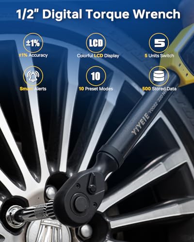 Digital Torque Wrench 1/2" Drive, 8.5-160 Ft-lb/10-220 N.m (±1% Accuracy) - size: 1/2" 8 PC