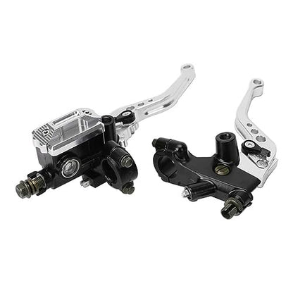 PACEWALKER Universal Motorcycle 7/8" 22mm Handlebar Brake Master Cylinder Clutch Lever Left & Right Set for Honda Kawasaki Suzuki Yamaha(Silver) - color: Silver