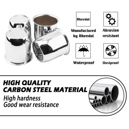 4Pcs 2.8" OD 2.91" H Push Through Trailer Wheel Center Cap for Rim - color: Chrome, size: 2.8" Hub 2.91" H