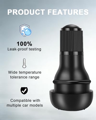 Riseuvo TR412 Tubeless Rubber Snap-in Tire Short Valve Stems, 5Pcs