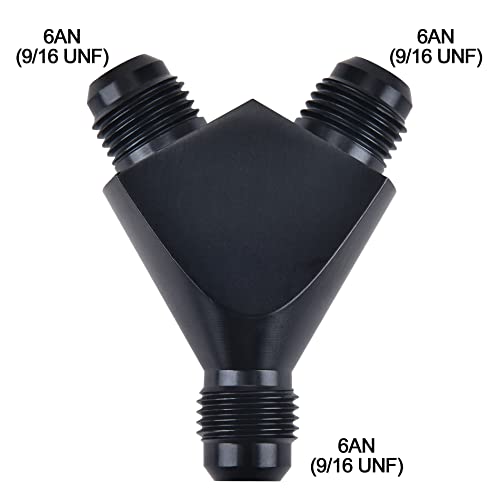 EVIL ENERGY 6AN Y Block Flare Fitting Adapter Union Splitter Black - size: 3 × 6AN