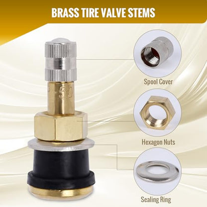 10 Piece TR501 Brass Valve Stems for Commercial Vehicles. Fits 0.748" Valve Hole Dia, Length 1.65'', Brass Colour - size: TR501 10pcs