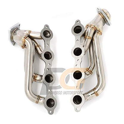 Exhaust Headers, Shorty Headers for 2002-2013 Silverado Sierra Tahoe Yukon Suburban Avalanche Escalade 4.8L 5.3L 6.0L 6.2L LS V8, 304 Stainless Steel, Polished, 1-5/8 in. Primary Tubes, Bolt-on Fit