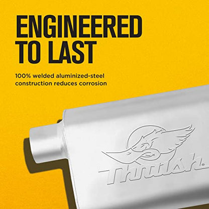 Thrush Muffler Deep Race Tone (Most Applications) Inlet 2.5 Pipe Connection Offset Outlet 2.5 Offset