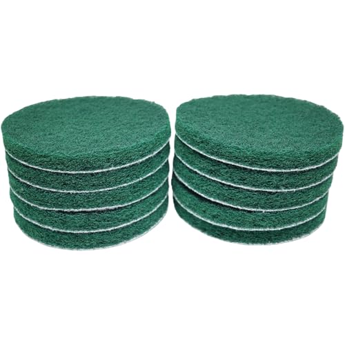 10 Pack 6 Inch 240 Grit Multipurpose Green Scrubber Scouring Pads Flocking Scuff Pads -Hoop and Loop Scuff Pads Conditioning Discs Polishing Pad for Furniture Automotive Cleaning, Rust Removal - style: 240 Grit