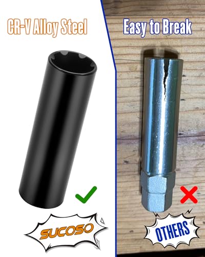 10-Piece Spline Lug Nut Socket Set, 1/2" Drive for Spike Lug Nuts