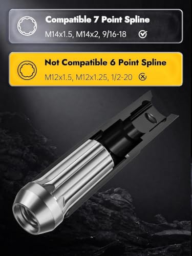 MIKKUPPA 7 Point Spline Lug Nut Socket Key, 1/2" Drive Impact Tools 1PC - size: 7 Spline (1/2" Drive) - 1PC