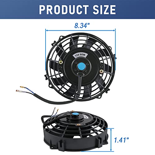 JDMSPEED New Universal 12V Slim Electric Radiator Cooling Fan Push Pull 7" Inch Mount Kit Black 10 Blades - color: Black, size: 7 Inch