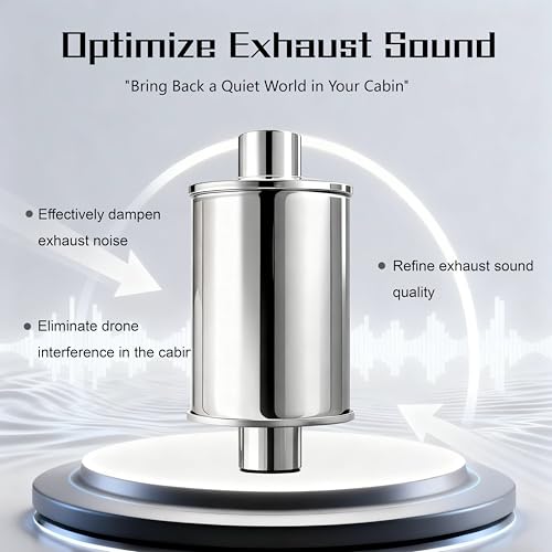 2.5" Ultra Quiet Resonator Muffler - 304 Stainless Steel, 2.5" Inlet/2.5" Outlet, 13.8" Overall Length - size: 2.5 Inch