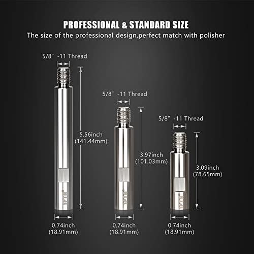 SPTA Metal Rotary Extension Shaft Set, 75mm,100mm,140mm, 5/8"-11 Thread for Rotary Polisher,Car Polisher,Polishing Pads,Backing Plate Electric Polisher