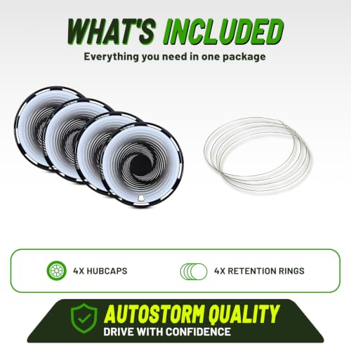 17" Universal Hubcaps Full Coverage for Steel Wheels, Black Cloud Flow - color: Black-Cloud Flow, size: 17 Inch