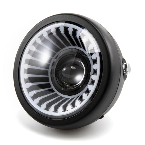 6.5 inch Headlight for Motorcycle Dot Approved, Motorcycle LED Headlight Headlamp High Low Beam for Cafe Racer E-bike Bobber Chopper - color: Black