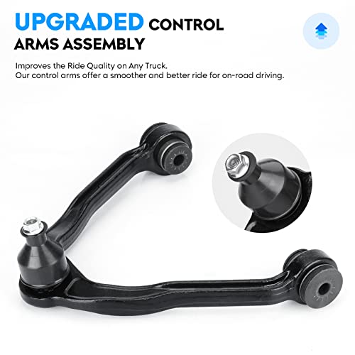 Front Upper Control Arms for Escalade 02-06, Chevy Silverado 99-06, Avalanche Tahoe Suburban GMC Sierra Yukon AWD 4WD | Suspension Kit w/Ball Joints Tie Rods Sway Bar Idler Arm Replaces K80942