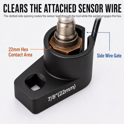 Offset Oxygen Sensor Socket 7/8-Inch 22mm, 3/8 Drive O2 Sensor Removal Tool - size: 1-Piece Offset (22mm, 3/8 in. Drive)