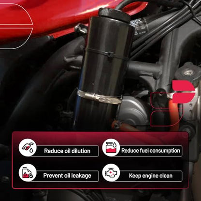 BDFHYK Coolant Overflow Tank, Radiator Reservoir Tank, Aluminum Reservoir Expansion Tank Universal 800ml, Hose Oil Catch Can, Black - color: black, size: 800 Milliliters