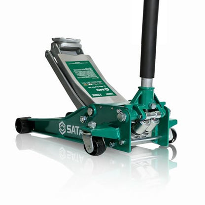 SATA 3-Ton (6,600 lb) Heavy-Duty Steel Floor Jack Ultra-Low Profile Design (2-11/16” Height) with Dual-Piston Quick Lift Pump, Tested for 1.5X Overload for Ultimate Safety
