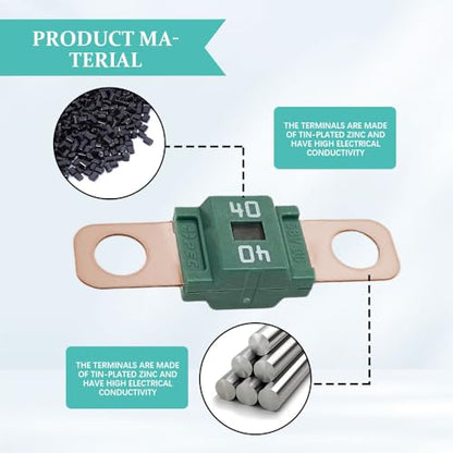 3PCS AMI/Midi Fuse, High Current 40A, Bolt-on Fuse Universal for Cars, Trucks, Construction Vehicles, Agricultural Machinery, Caravans, Passenger Cars, Electrocar Golf Cart (40A) - color: 40A
