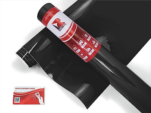 Rwraps Hyper Gloss Vinyl Car Wrap Film Sheet Roll with Air Release Technology - 5ft x 4ft, Black - color: Hyper Gloss Black, size: 5ft x 4ft