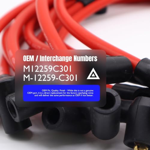 M12259C301 9PCS New Red 10.5mm Racing Spark Plug Wires Set - style: M12259C301