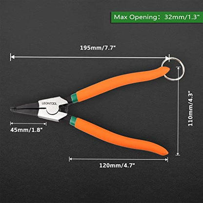 8-Inch Lock Ring Pliers Flat Snap Ring Pliers with Ring and Anti-loss Rope Special Circlip Pliers Reverse Pliers Retaining Ring Pliers Spreader Pliers for Transmission Transfer Cases - size: 8" with Ring & Rope