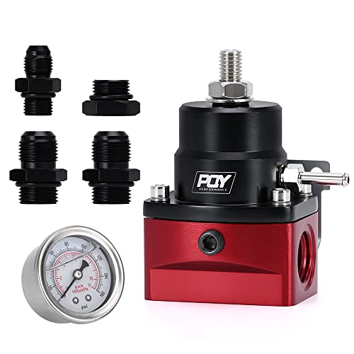 EFI Fuel Pressure Regulator Kit AN8 Feed AN6 Return + 0-160PSI Gauge - color: Multicolored