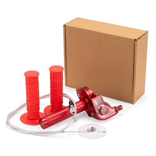 XINGWU Mini Bike Throttle Kit Universal 7/8" 22mm CNC Quick Action Twist Throttle with Cable Throttle Assembly for CRF KLX SSR TTR 50cc-250cc Dirt Pit Bike Mini Bike ATV Motorcycle (Red) - color: Red