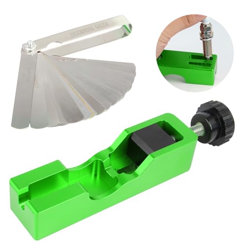 Spark Plug Gap Tool, Spark Plug Gapping Tool with 32 Blade Steel Feeler Gauge, Universal Spark Plug Gap Tool for Most 10mm 12mm 14mm 16mm Spark Plugs (Green) - color: Green