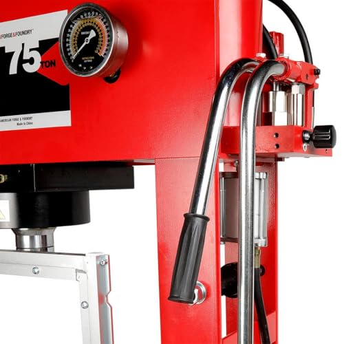 AFF 75 Ton Hydraulic Shop Press - Dual Air Motor, 7-Position Bed Height, Polycarbonate Shield - Super Duty (Multiple Capacities Available) - size: 75 Ton Capacity