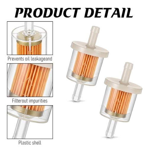 2PCS 5/16" Universal Gas Inline Fuel Filter Clear with 4PCS Hose Clamps