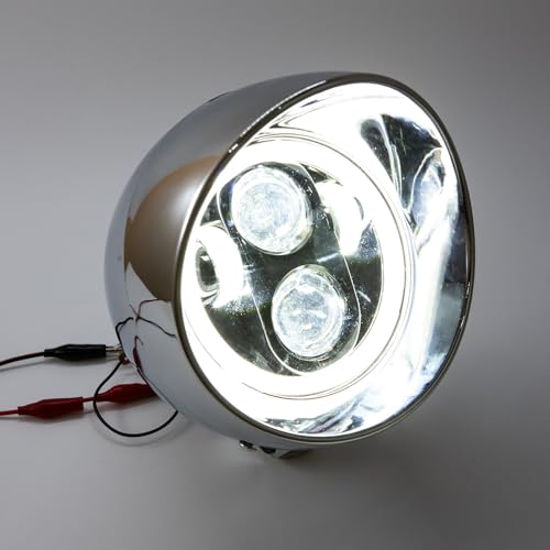 Motorcycle Headlight 5" Refit Vintage Head Lamp For Chopper Bobber Cruises Softail 883 Steed VLX 400 600 Magna 250 750 (Silver Shell)