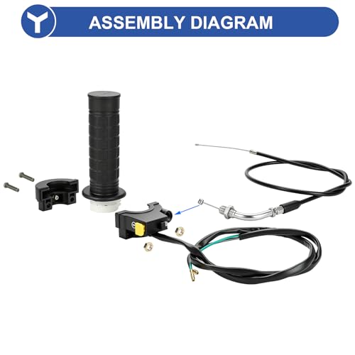 YOXUFA 2 Stroke Twist Throttle Handle Grip Throttle Cable 50" Replacement for Motorized Bike 80cc 49cc 100cc 50cc Engine Bicycle Parts with 7/8" 22mm Handlebar Kit - size: 50" Cable