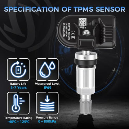 SORGHUM TPMS Sensors Tire Pressure Monitoring System Compatible with BMW 323i 335i 328i 525i 528i 530i 535i 750i X3 X5 X6 M3 M5 2006-2010 E90 E60 E61 E70 E71 E83 E91 Replace# 36236798726 Set of 4 - color: Gloss Black-36236798726