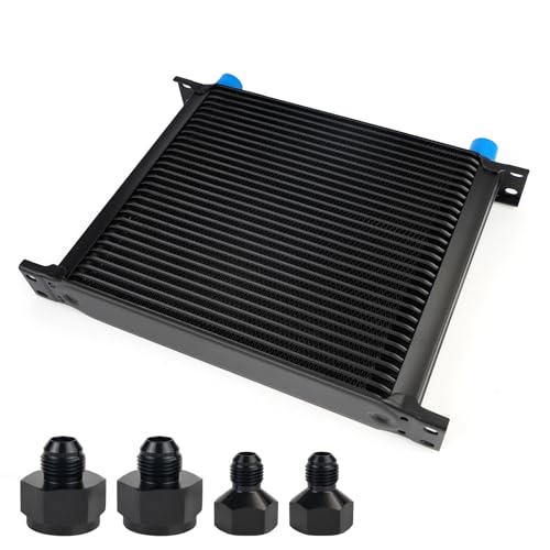 30 Row AN10 10AN Transmission Oil Cooler Kit Stacked Plate With 6AN 8AN Adapter Universal Engine Transmission British Radiator Oil Cooler Condenser Aluminium Alloy Black - size: 30 row
