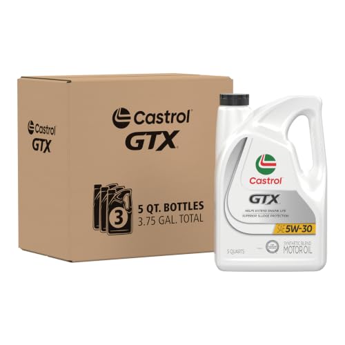 Castrol GTX 5W-30 Synthetic Blend Motor Oil, 5 Quarts, Pack of 3 - size: 5 Quarts, Pack of 3