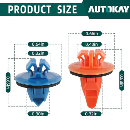 AUTOKAY New 100x Orange & Blue Clips for 4Runner Tacoma Trim Moulding